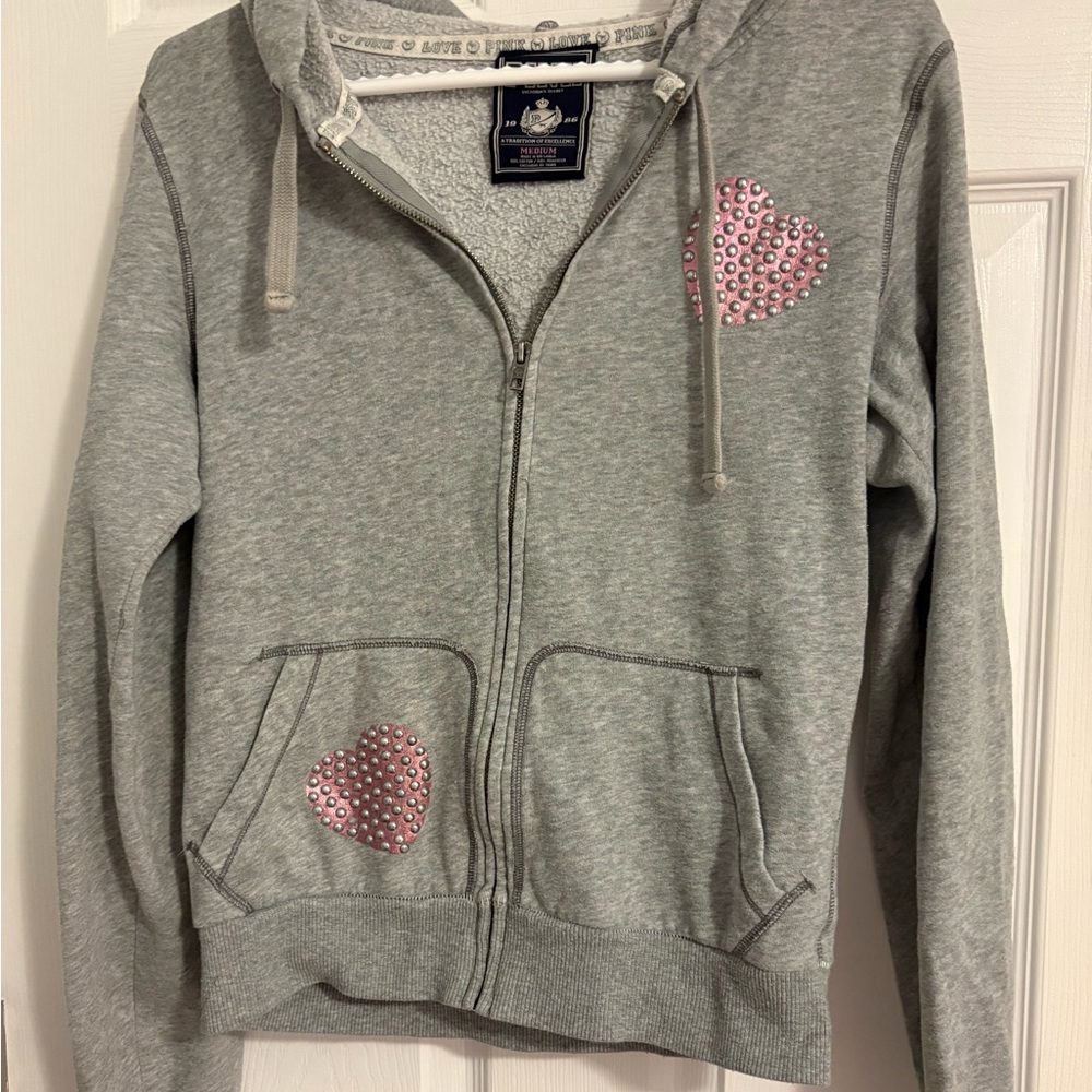 Y2K PINK Victoria's Secret Gray Full Zip Hoodie